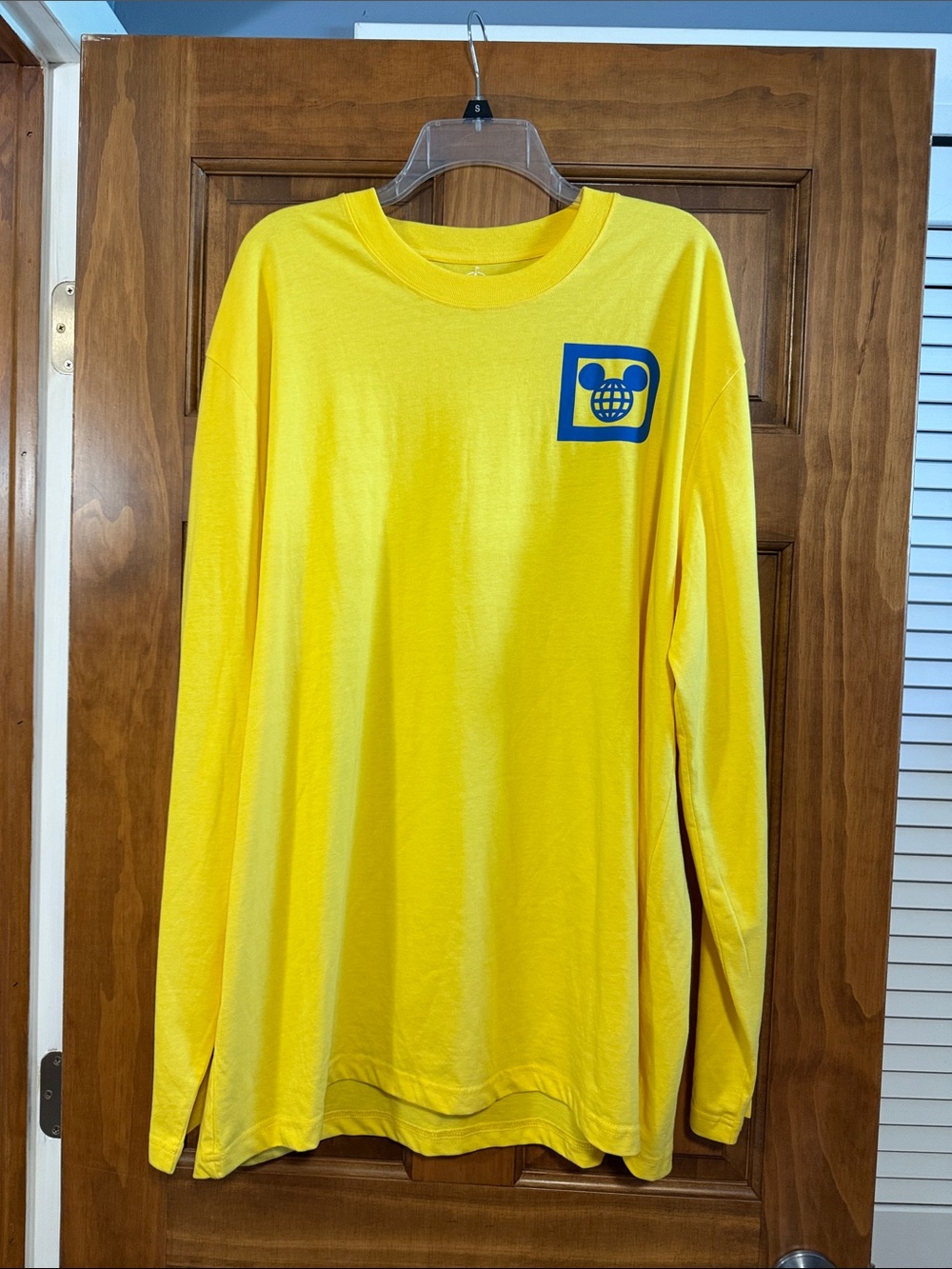 Walt Disney World - Yellow Long Sleeve Tee with Blue Mickey Globe Logo